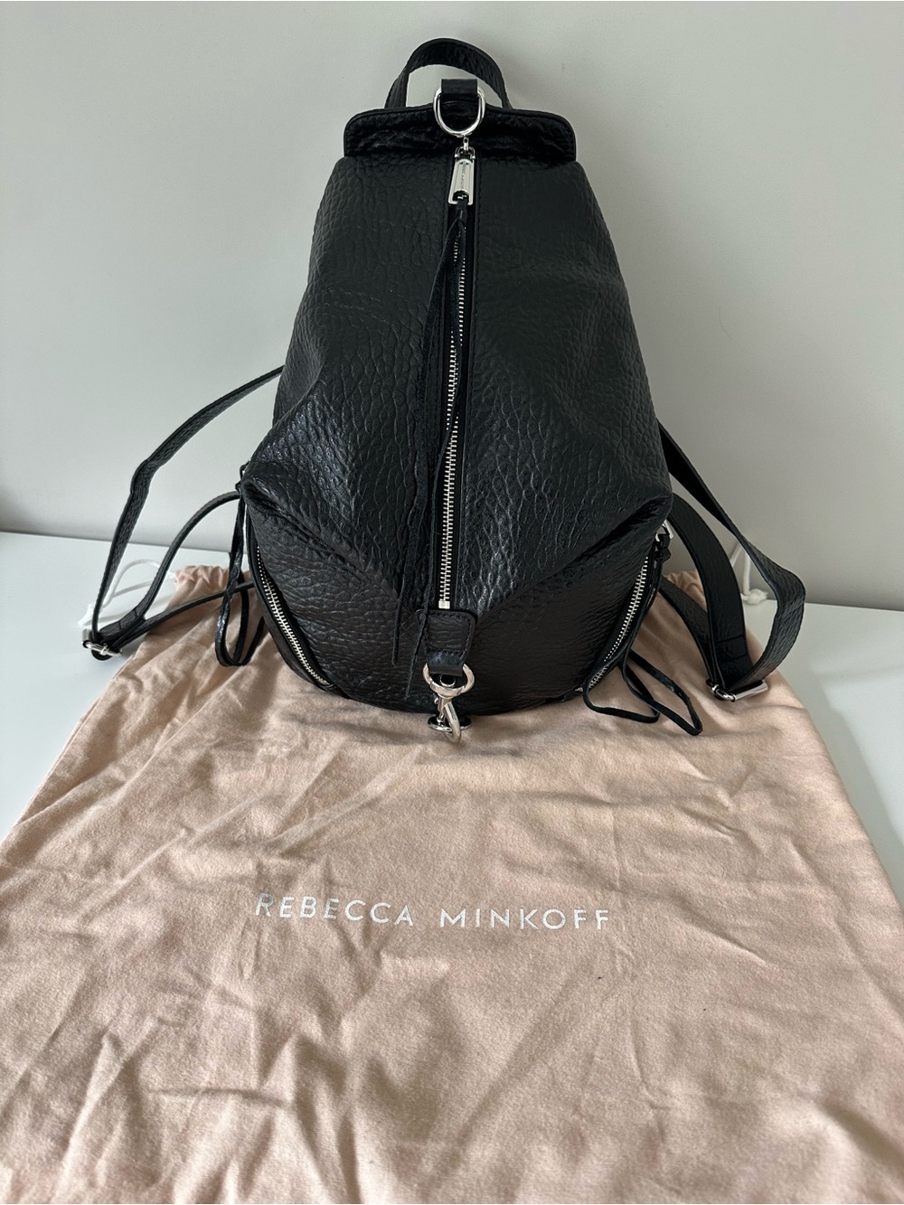 Rebecca Minkoff Black Pebbled Leather Backpack